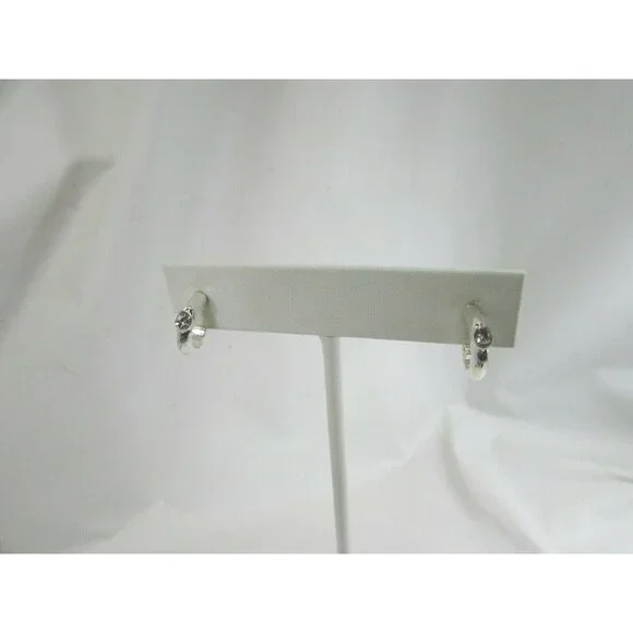 Vintage Silvertone Huggie Pierced Earring Hoop Silver Tone 52181 - Picture 6 of 7